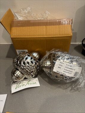 Silver Filigree Hanging Lantern Ornaments - Set of 2